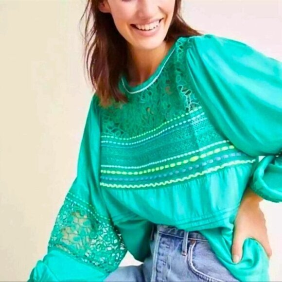 Anthropologie Blank London Sunshine Peasant Top NWT XS JB - Picture 1 of 8